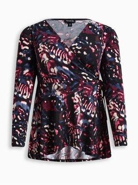 Torrid 5X Studio Knit V-Neck Wrap Long Sleeve Blouse - Excellent Conditio